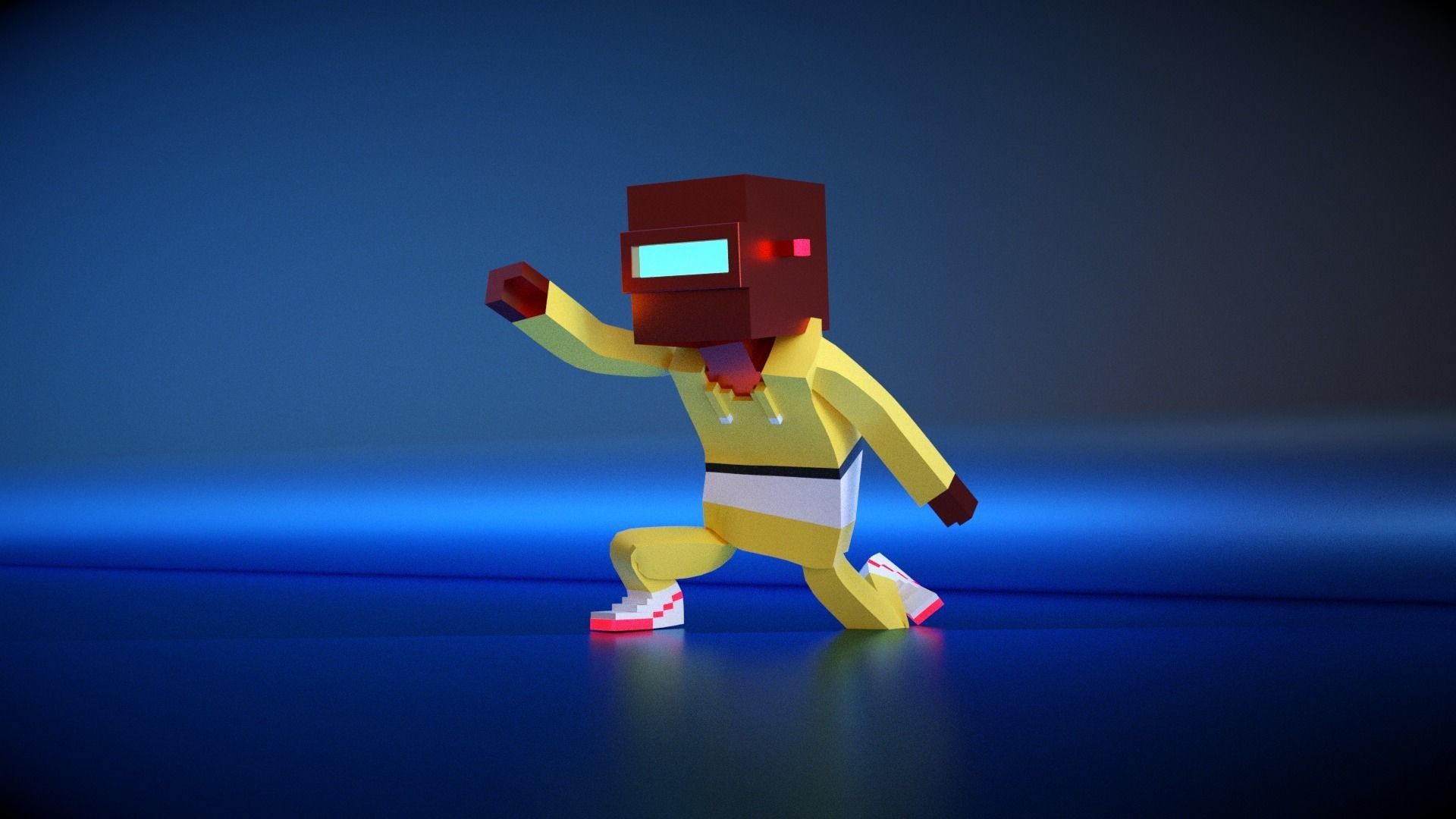 The rigged version of the World Famous Productions  Low-poly 3D model_1