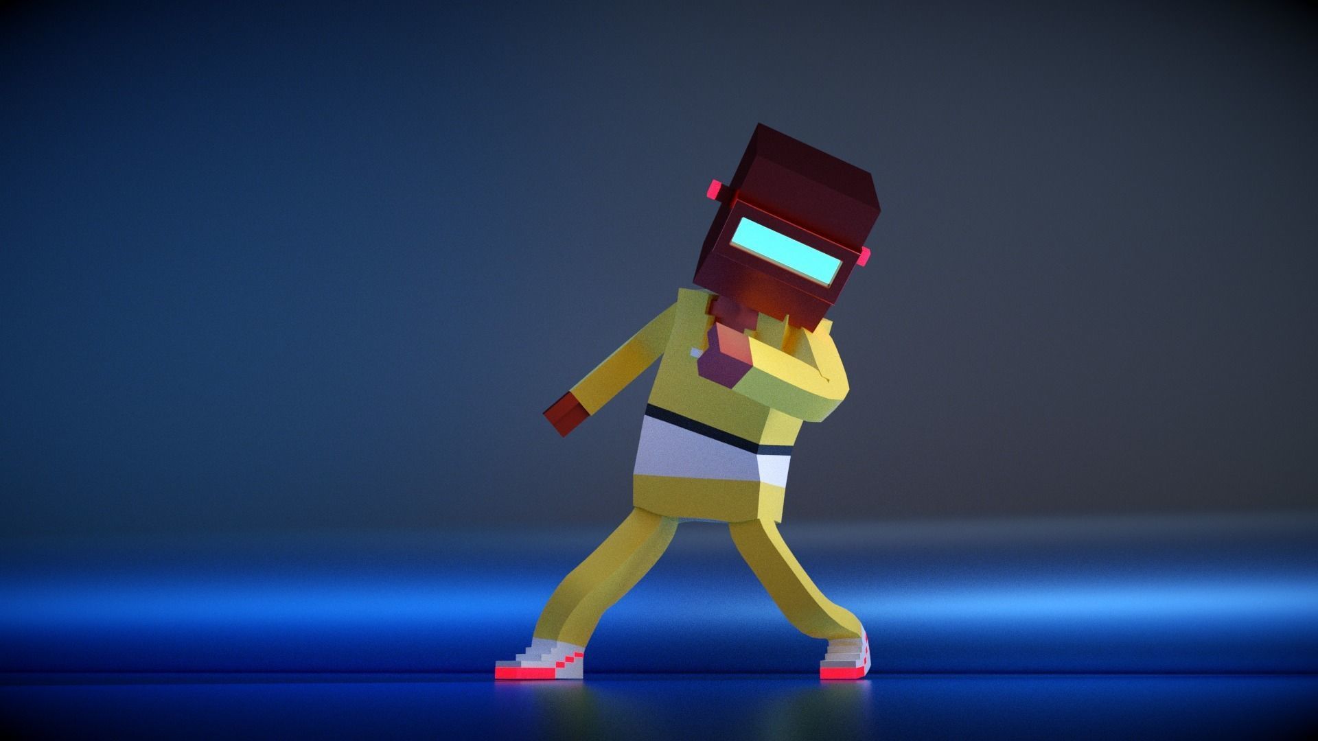 The rigged version of the World Famous Productions  Low-poly 3D model_5