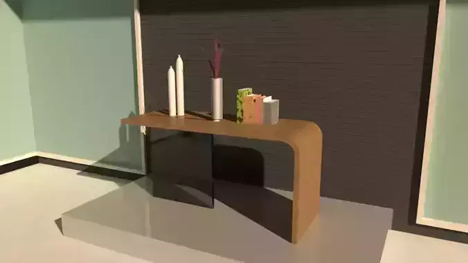 table in wood and glass
