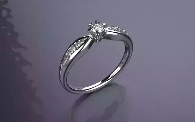 Engagement Ring - 10 points -Jewelry 3D - AN-470