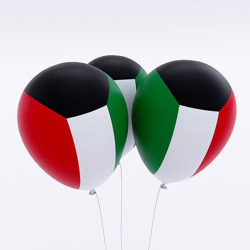 Kuwait country balloon 3d model Low-poly 3D model