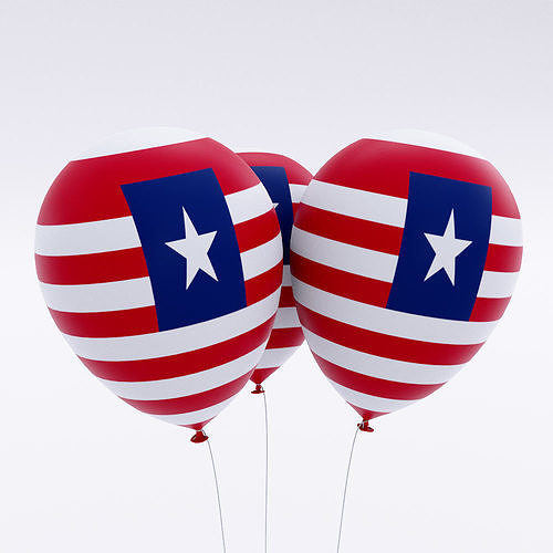  Liberia country balloon low poly 3d model  Low-poly 3D model