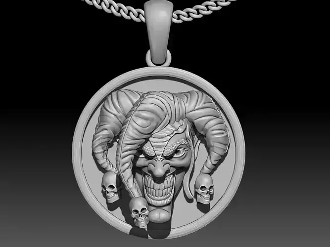 Joker pendant printable jewelry gold silver 3D model