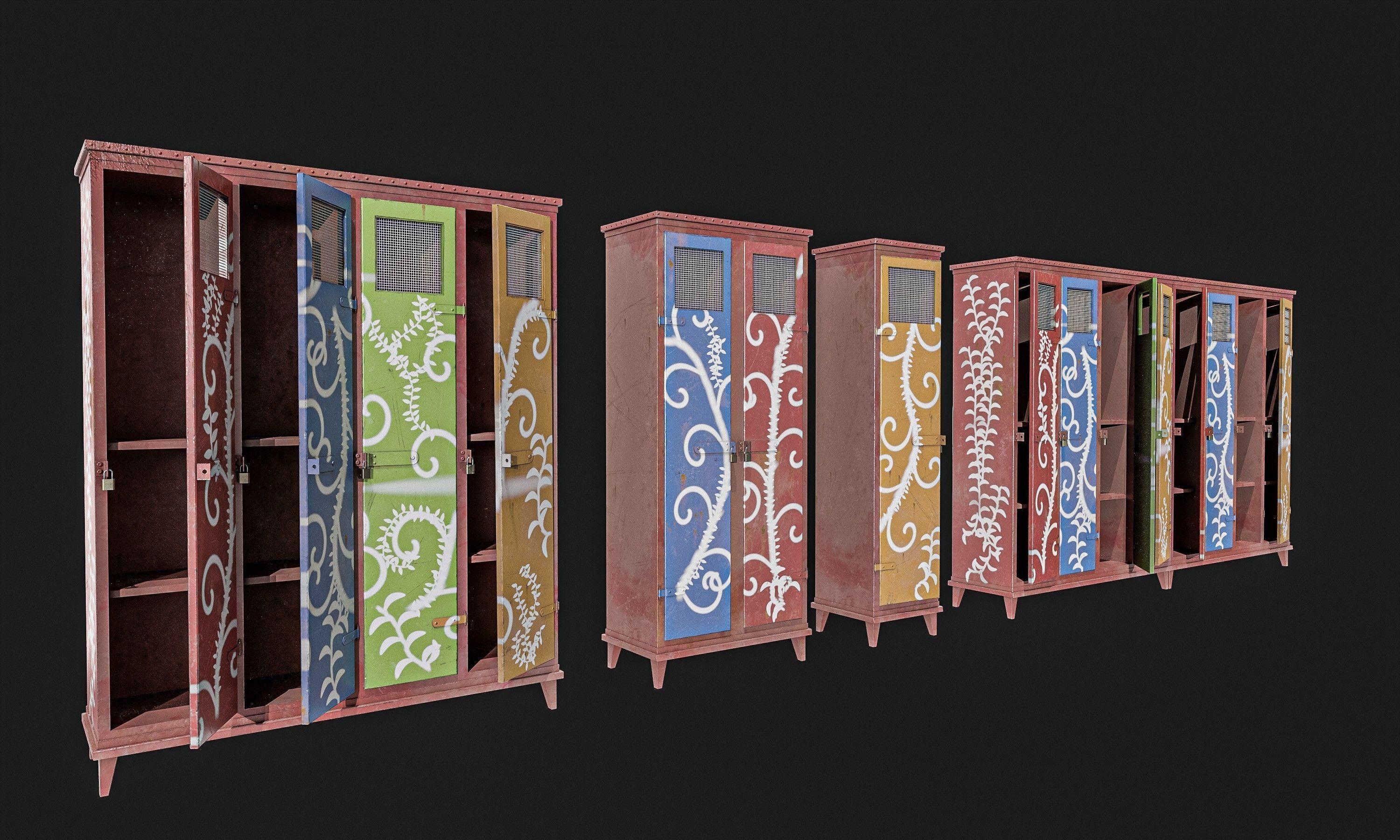 Military Locker Pack 2 Low-poly 3D model_7