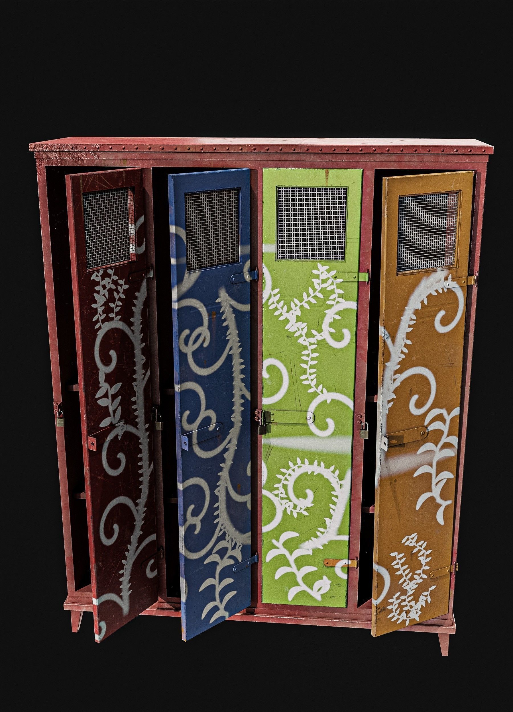 Military Locker Pack 2 Low-poly 3D model_17