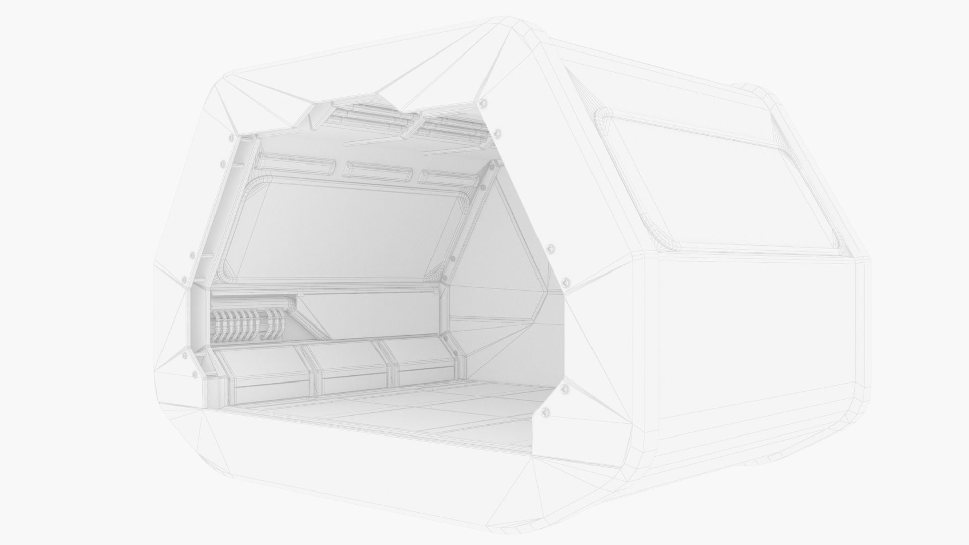 Modular Sci-Fi corridor vol 1 no texture  Low-poly 3D model_31