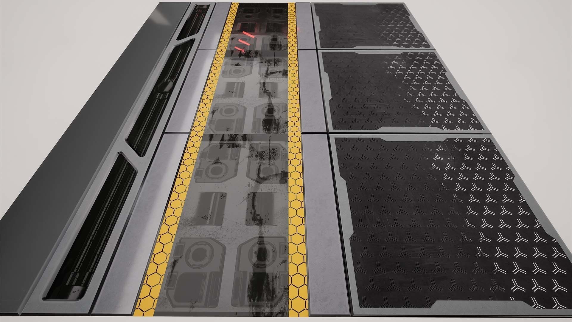 Modular Sci-Fi corridor vol 1 no texture  Low-poly 3D model_22