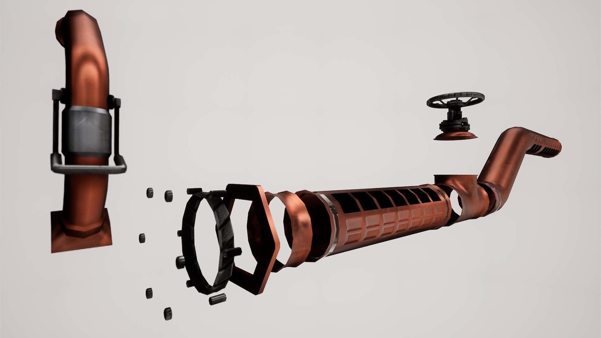 Modular Sci-Fi corridor vol 1 no texture  Low-poly 3D model_30