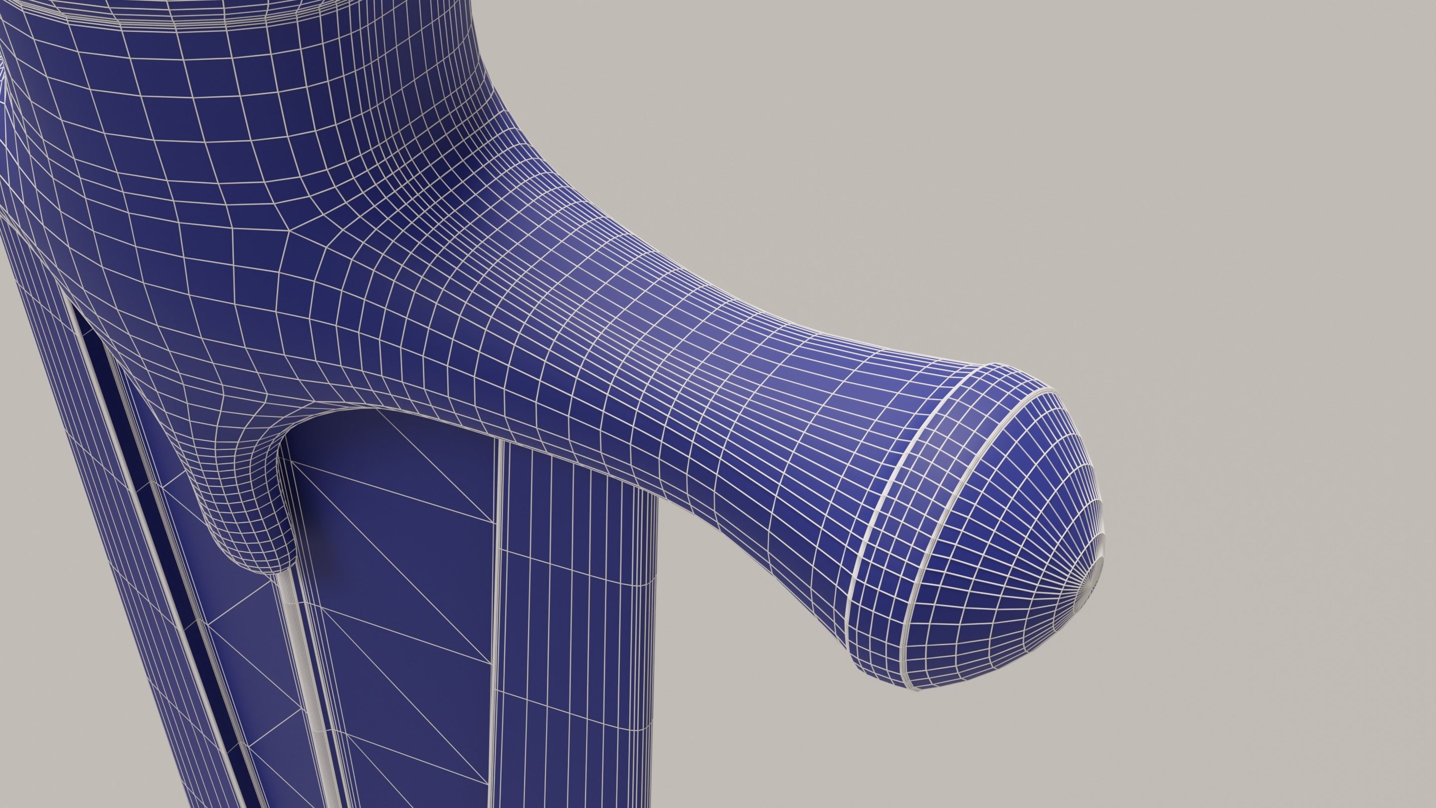 Oriental ceremonial dagger with golden handle and decorations Low-poly 3D model_14