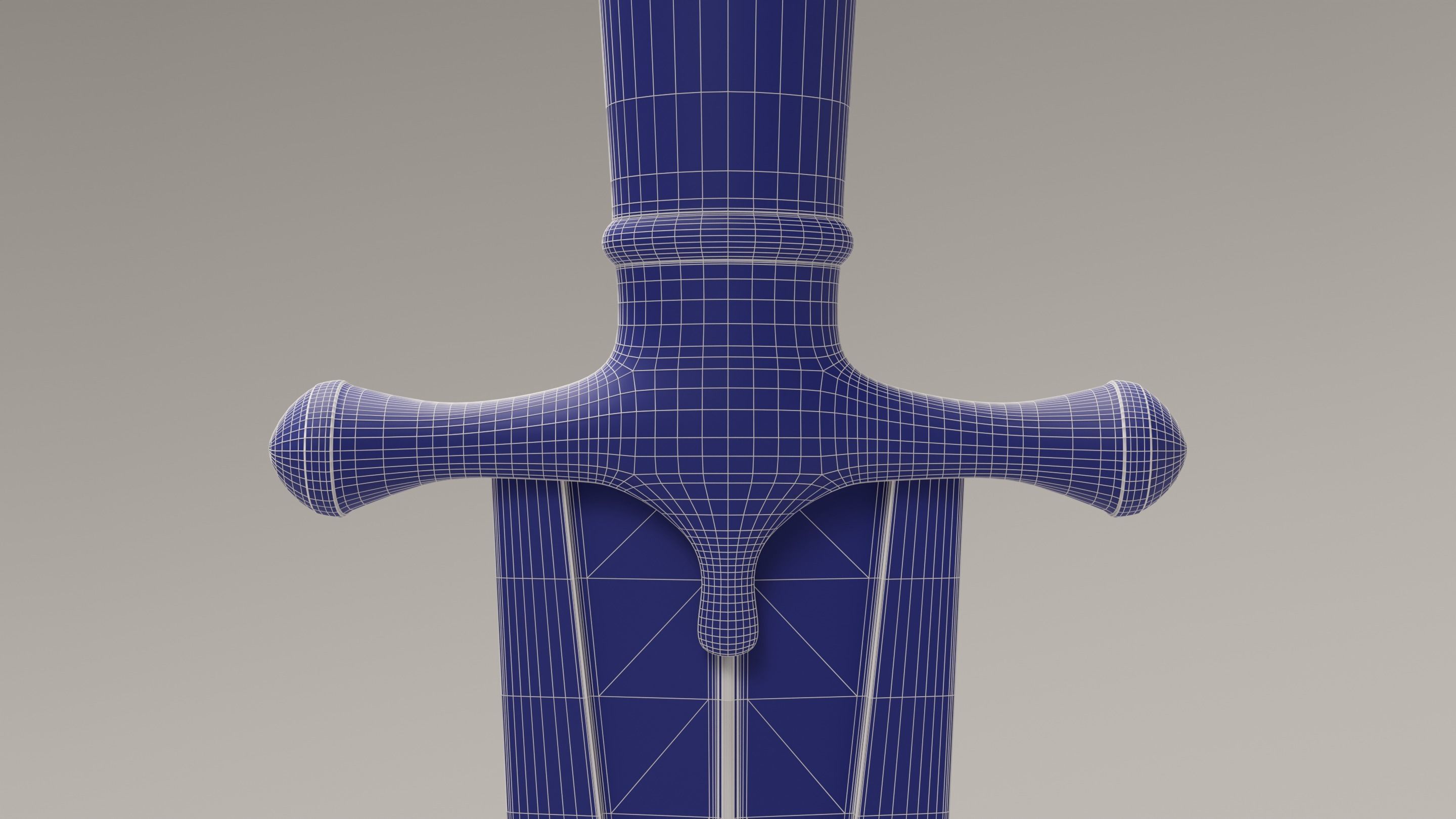 Oriental ceremonial dagger with golden handle and decorations Low-poly 3D model_13