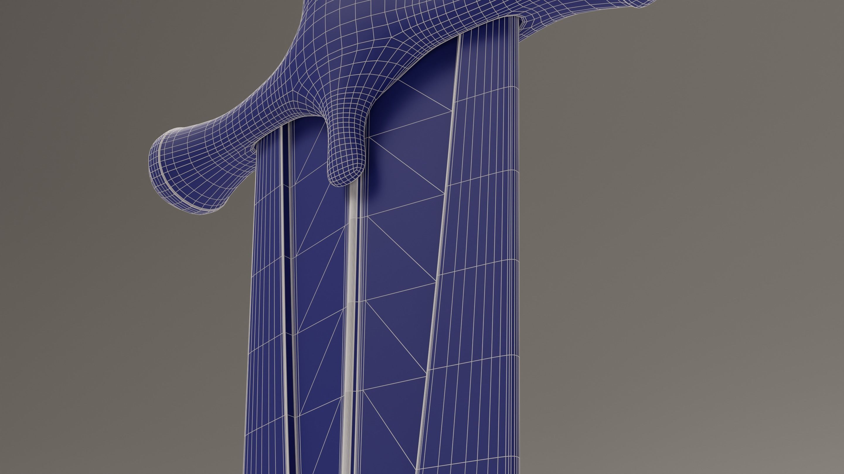 Oriental ceremonial dagger with golden handle and decorations Low-poly 3D model_15