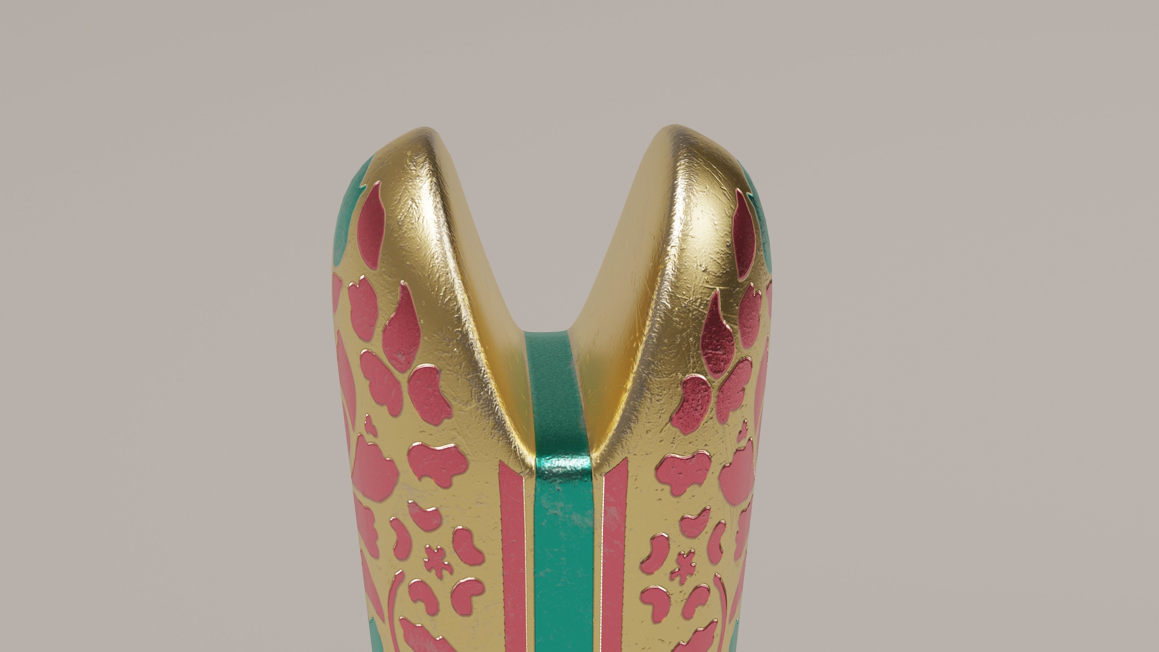 Oriental ceremonial dagger with golden handle and decorations Low-poly 3D model_4