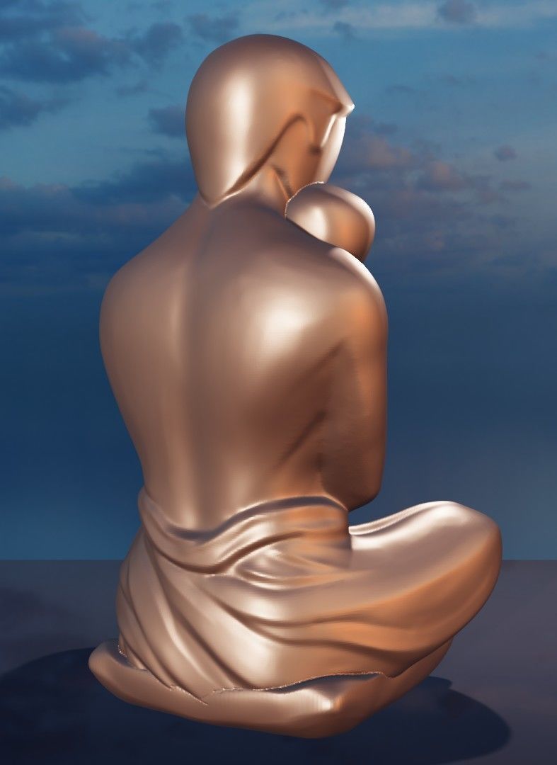 3D model for 3D printers Father holding his child in his arms 3D print model_8