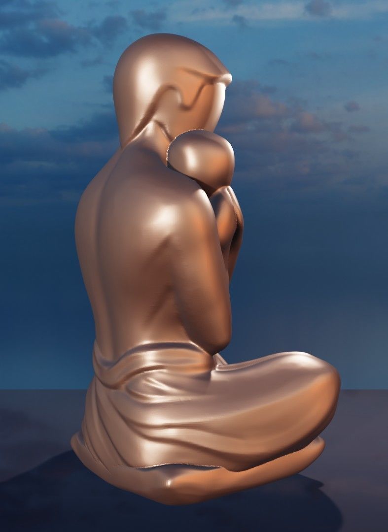 3D model for 3D printers Father holding his child in his arms 3D print model_9