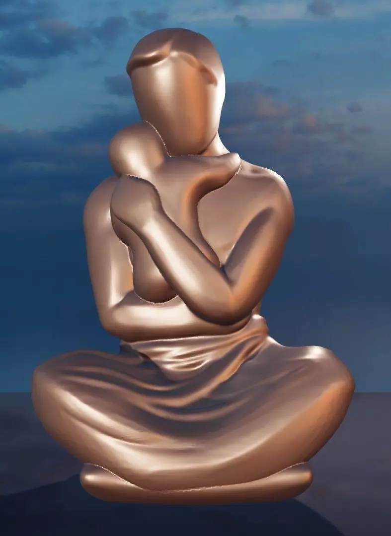 3D model for 3D printers Father holding his child in his arms 3D print model_0