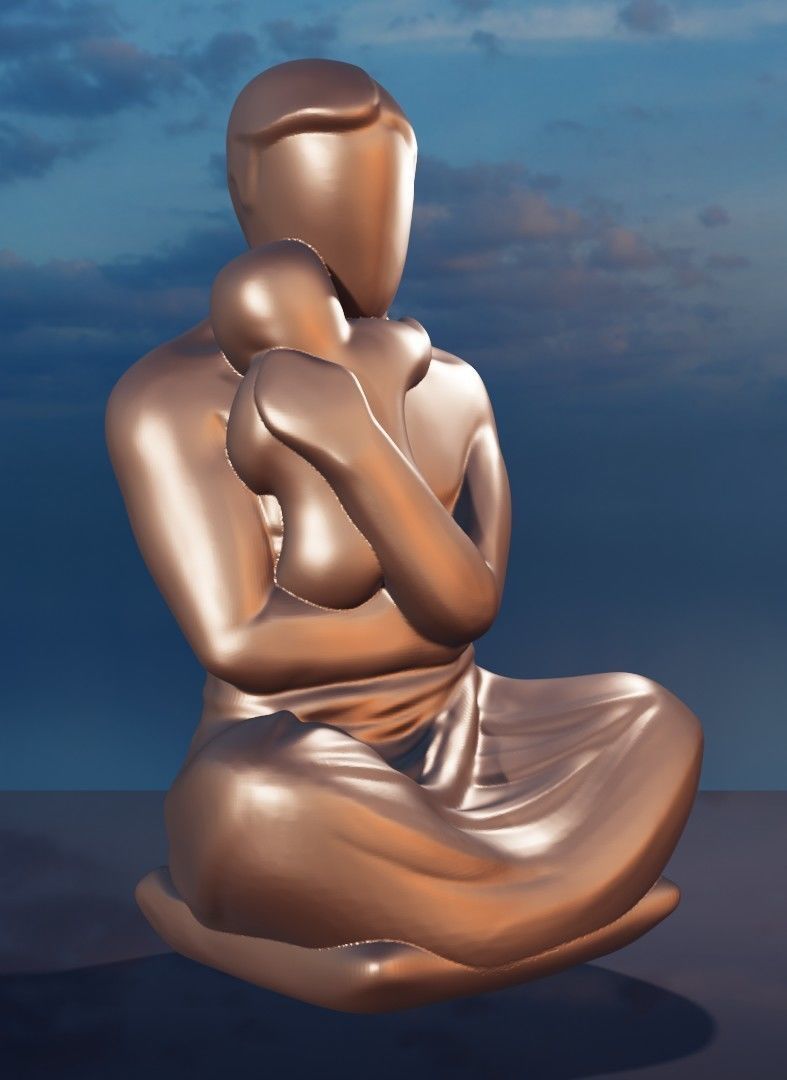 3D model for 3D printers Father holding his child in his arms 3D print model_2