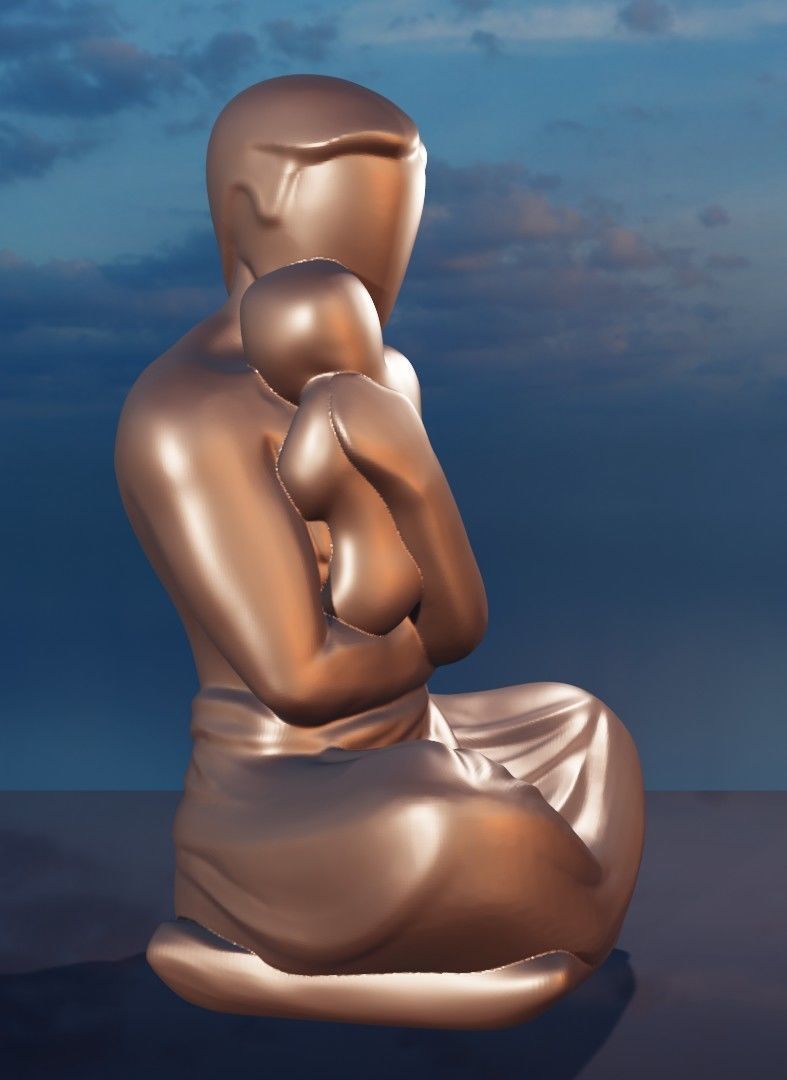 3D model for 3D printers Father holding his child in his arms 3D print model_10