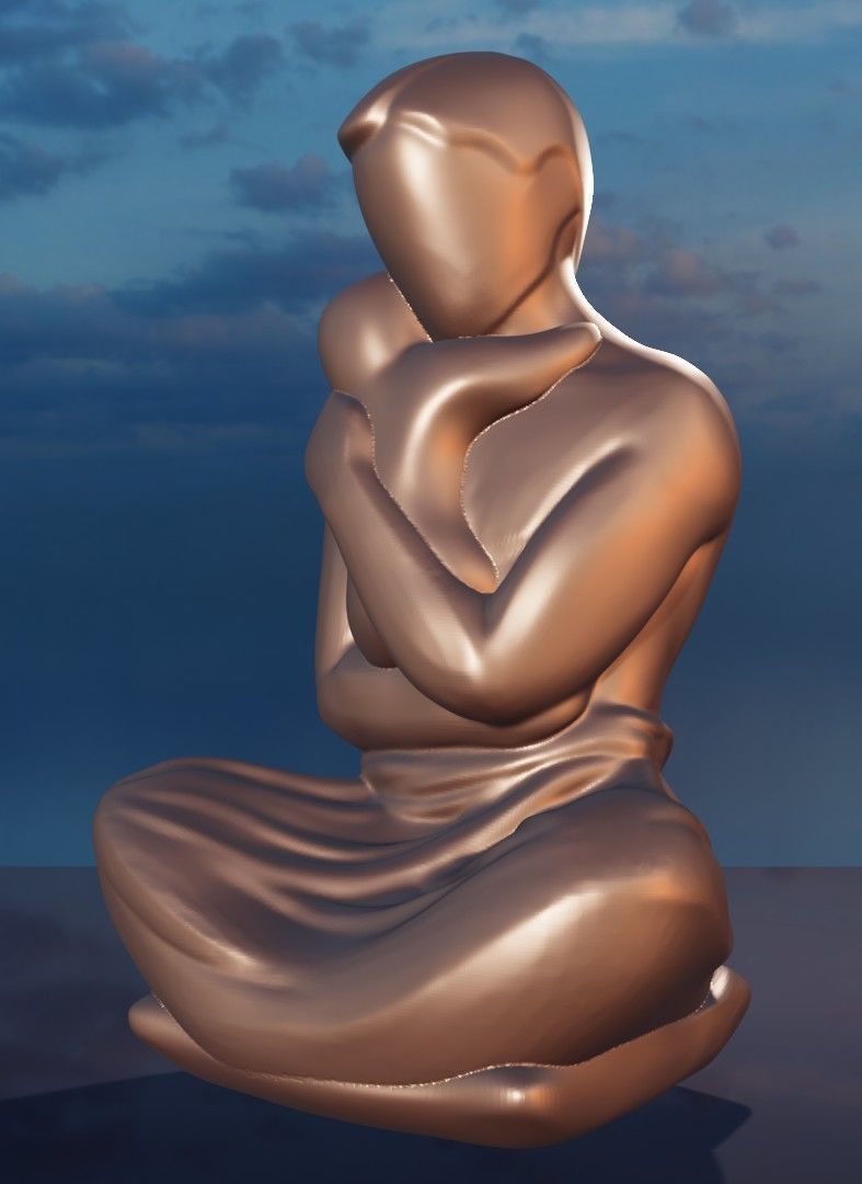 3D model for 3D printers Father holding his child in his arms 3D print model_3