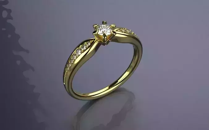 Engagement Ring - 16 points -Jewelry 3D - AN-471