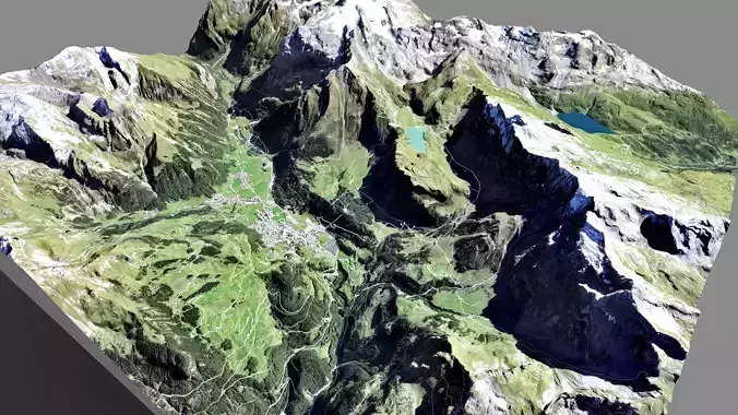 Mountain landscape and city   Engelberg Switzerland 3D model