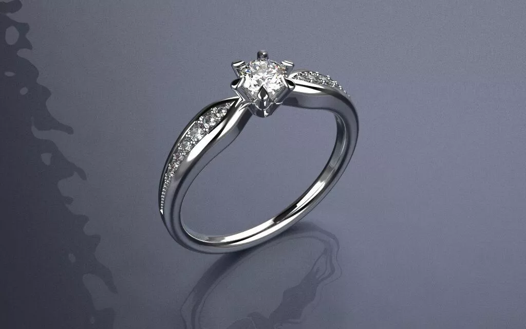 Engagement Ring - 25 points -Jewelry 3D - AN-472 3D print model