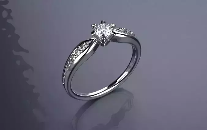 Engagement Ring - 25 points -Jewelry 3D - AN-472 3D print model
