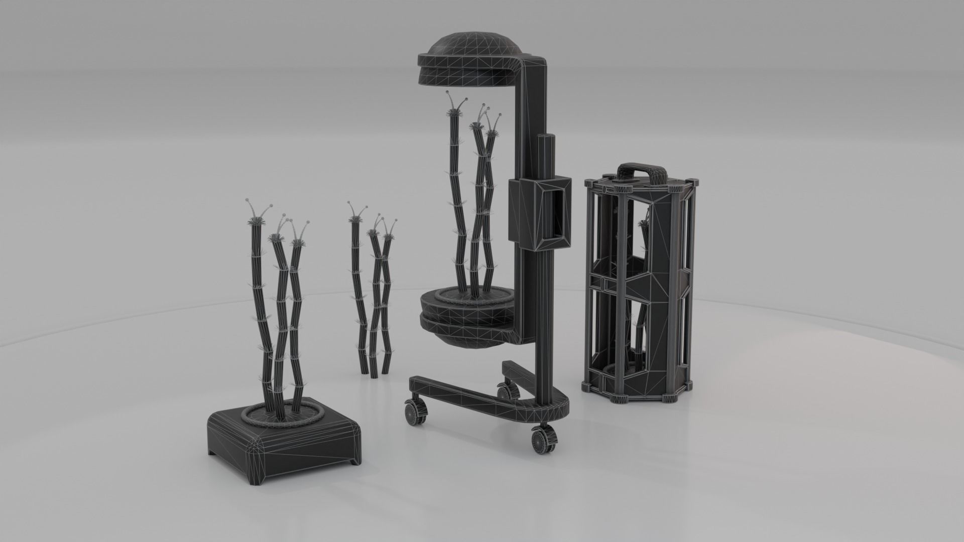 Sci-Fi alien plant with lab containers equipment set K Low-poly 3D model_4