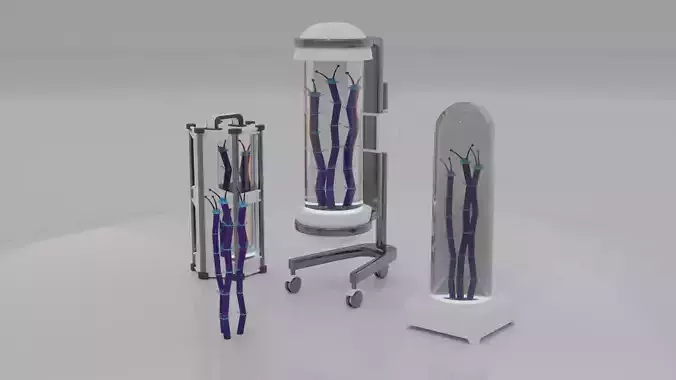 Sci-Fi alien plant with lab containers equipment set K