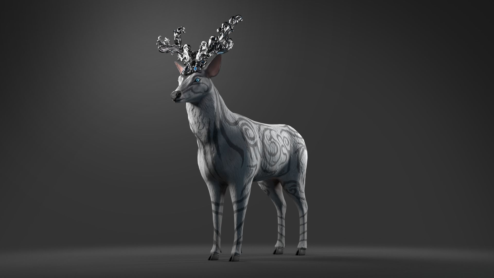 Fantasy Golden Deer Low-poly 3D model_30