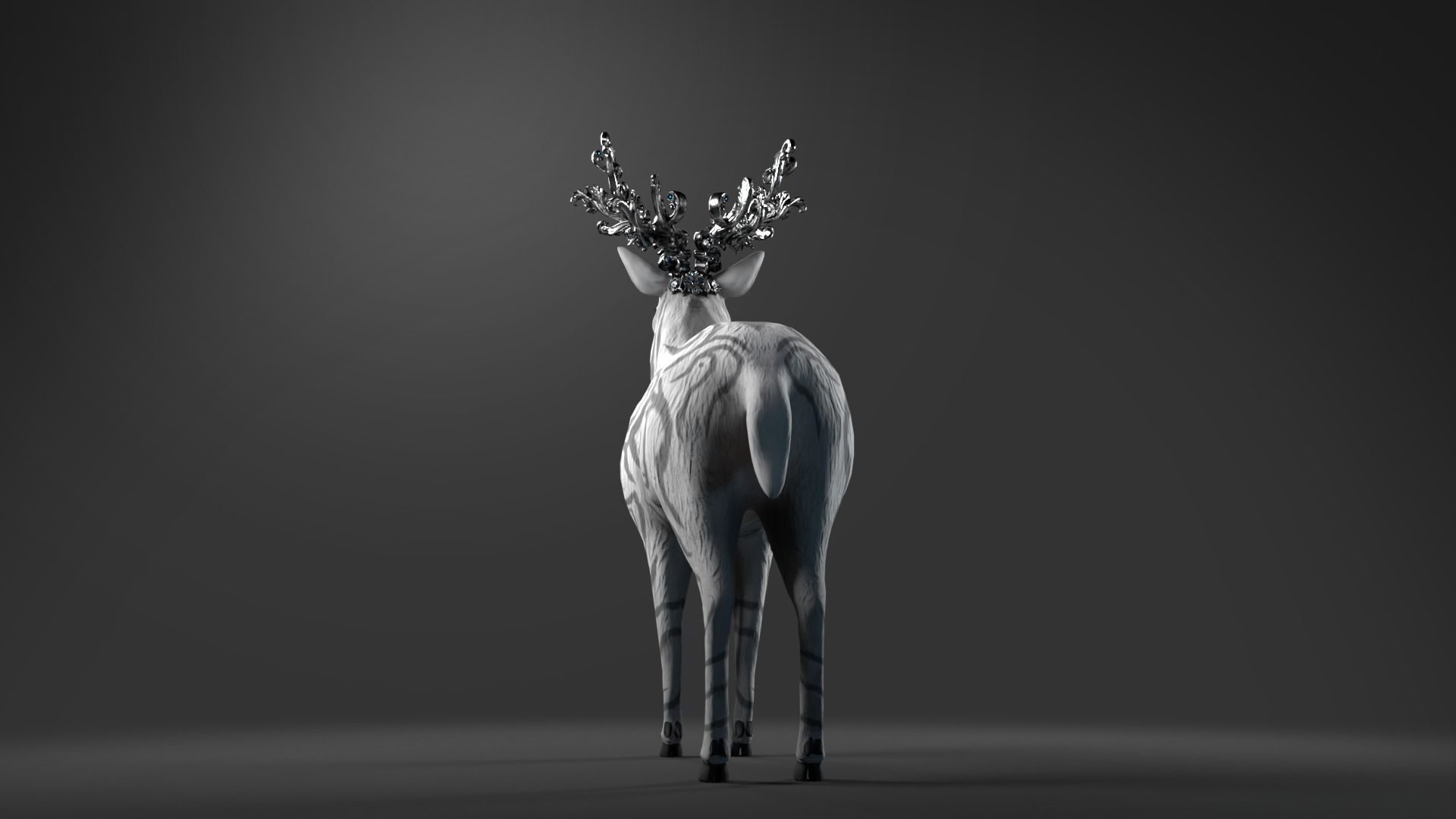 Fantasy Golden Deer Low-poly 3D model_40