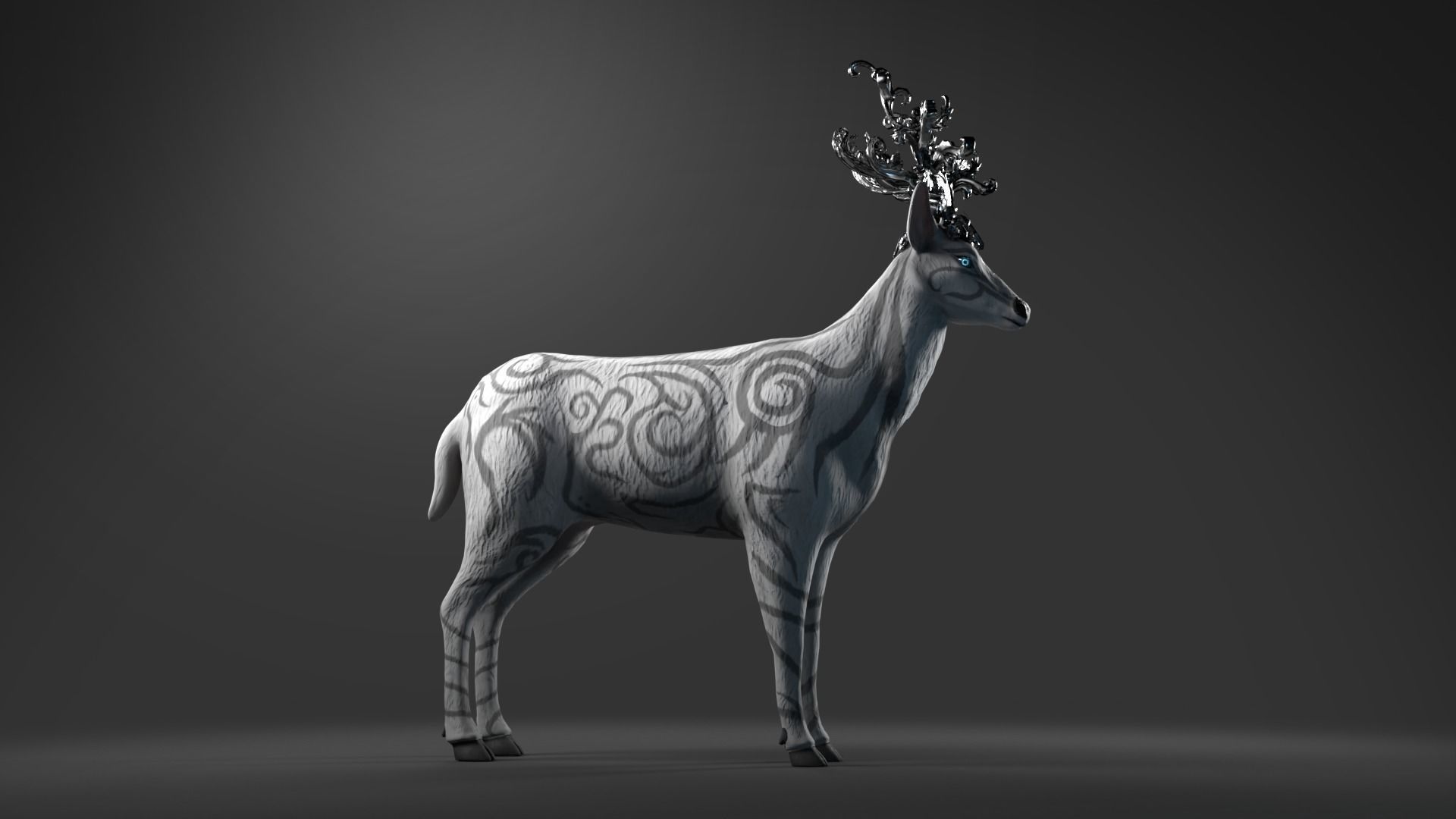 Fantasy Golden Deer Low-poly 3D model_35