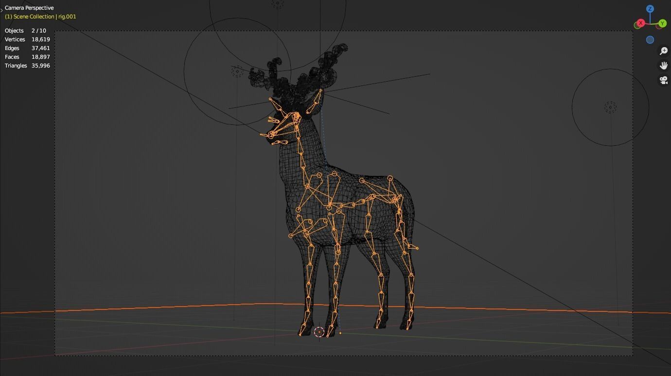 Fantasy Golden Deer Low-poly 3D model_13