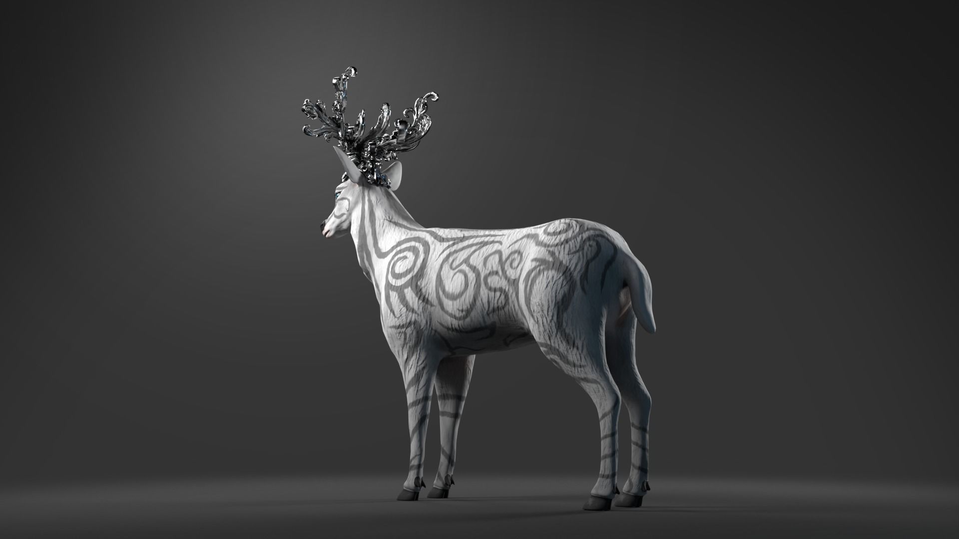 Fantasy Golden Deer Low-poly 3D model_42