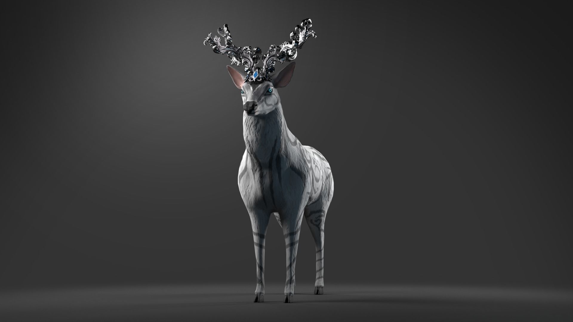 Fantasy Golden Deer Low-poly 3D model_31