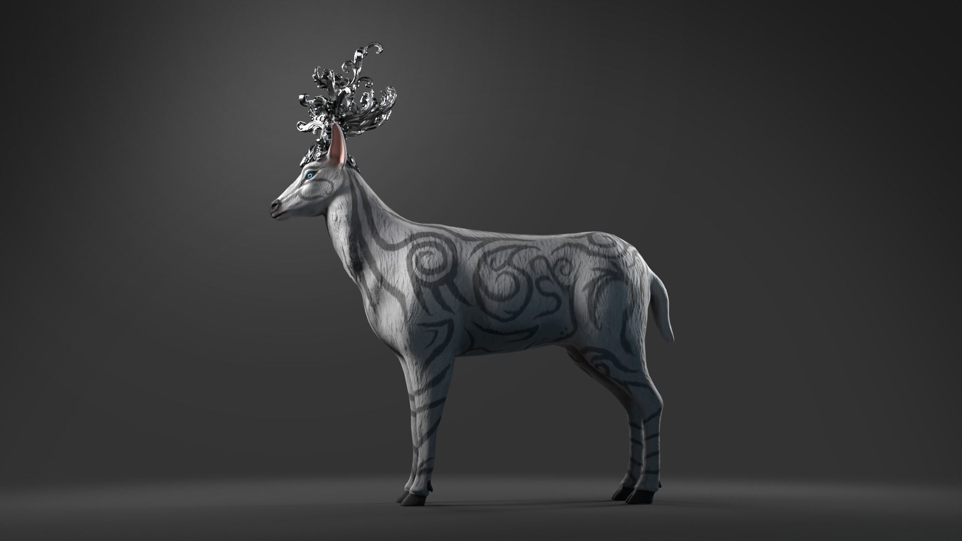 Fantasy Golden Deer Low-poly 3D model_44