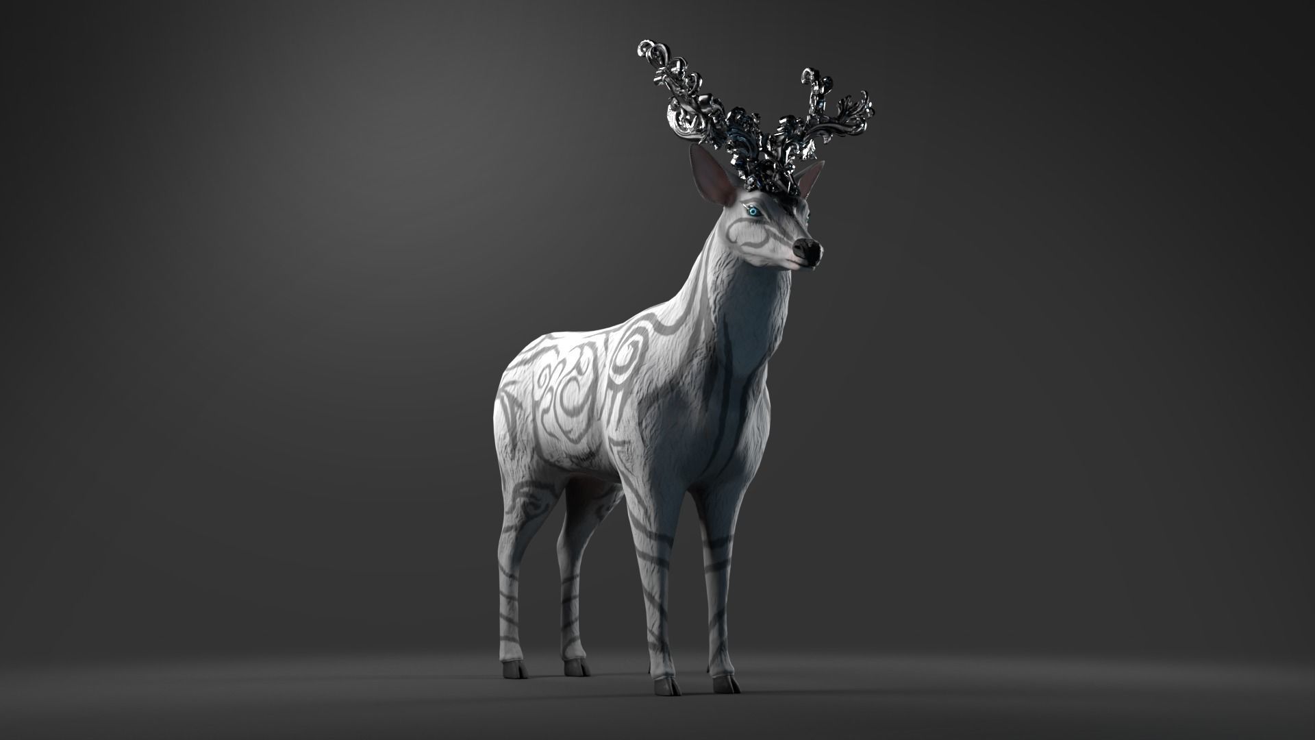 Fantasy Golden Deer Low-poly 3D model_33