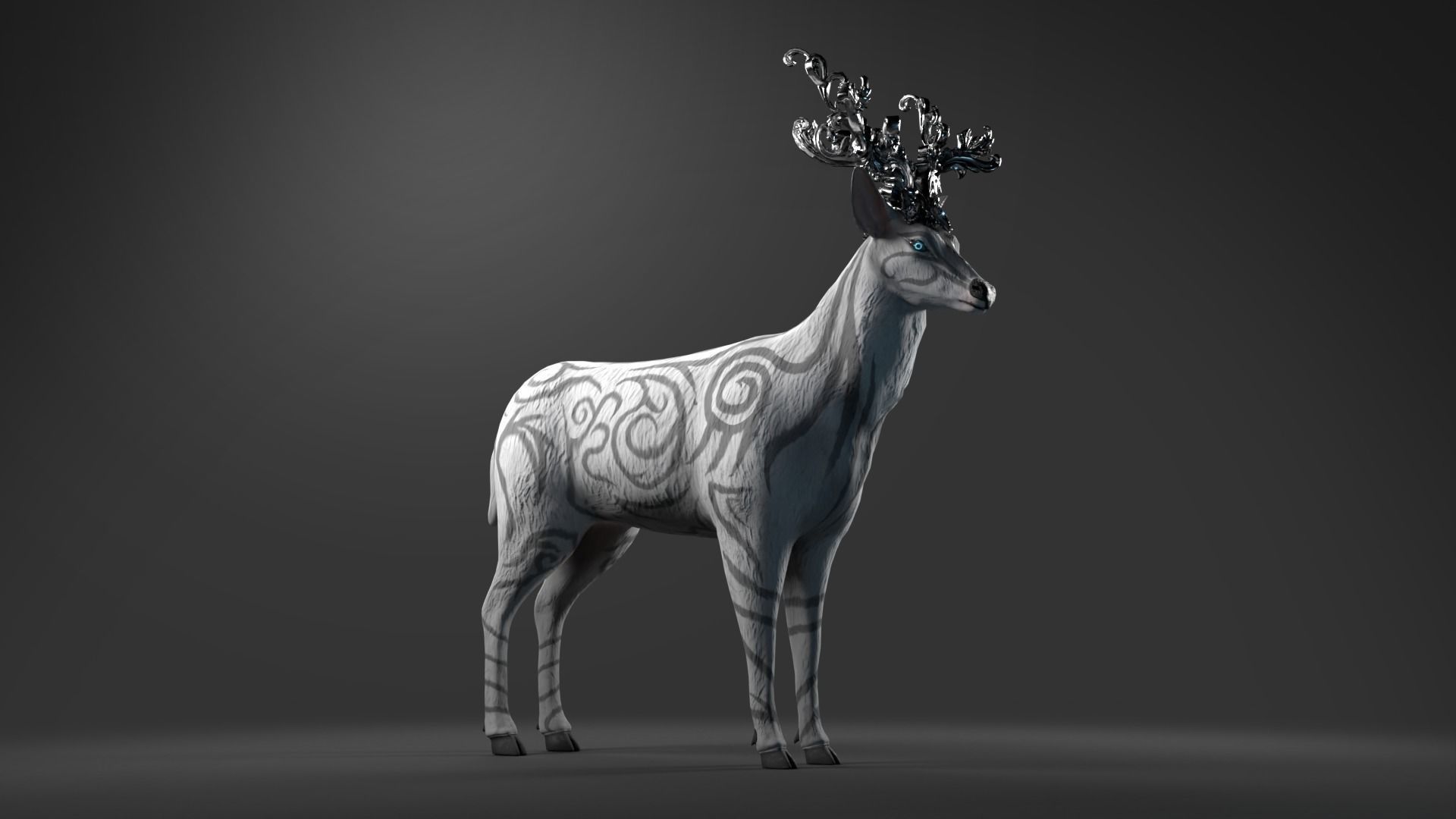 Fantasy Golden Deer Low-poly 3D model_34