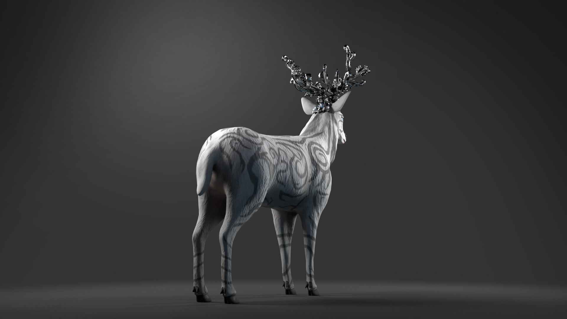 Fantasy Golden Deer Low-poly 3D model_38