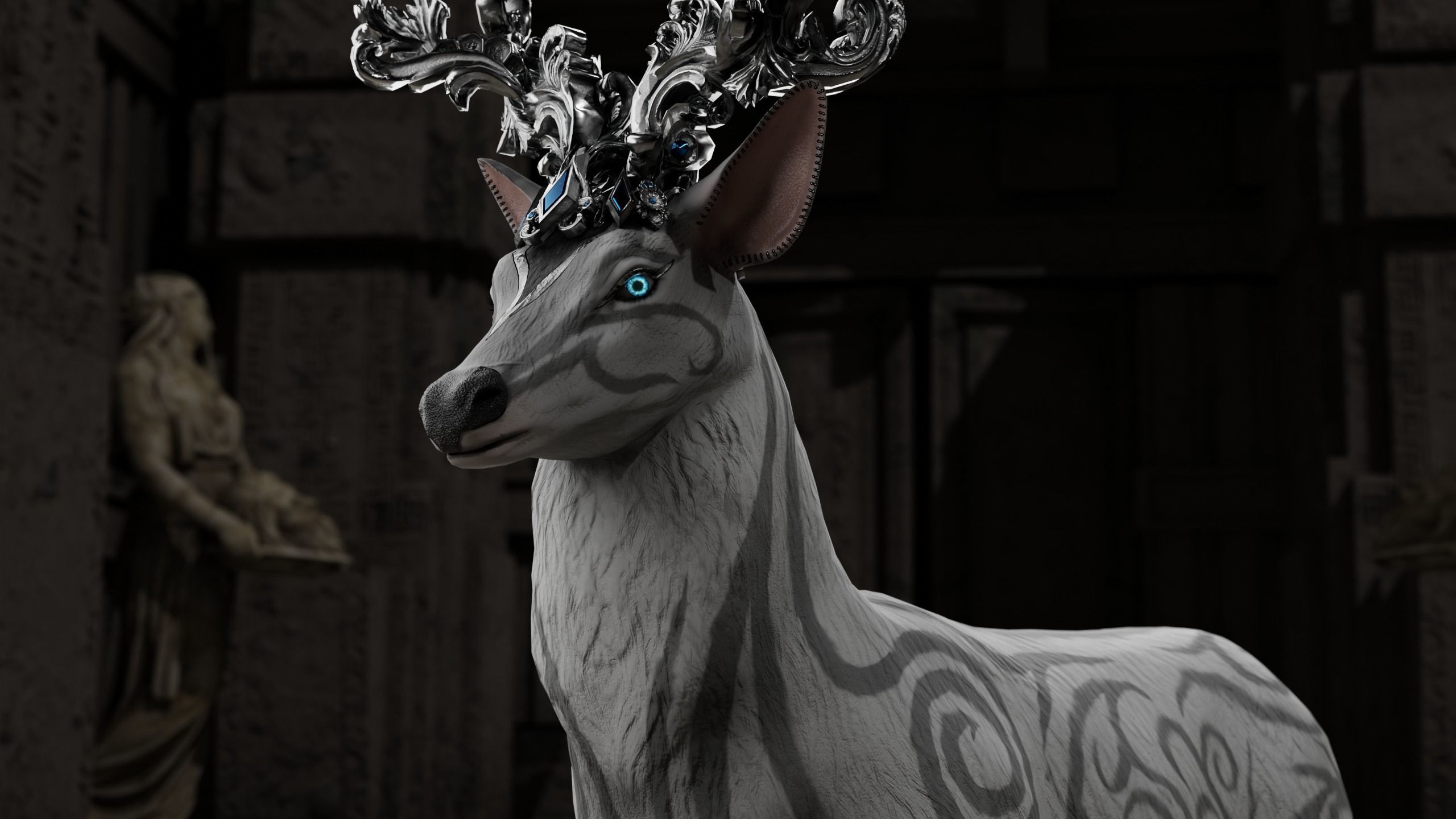 Fantasy Golden Deer Low-poly 3D model_3