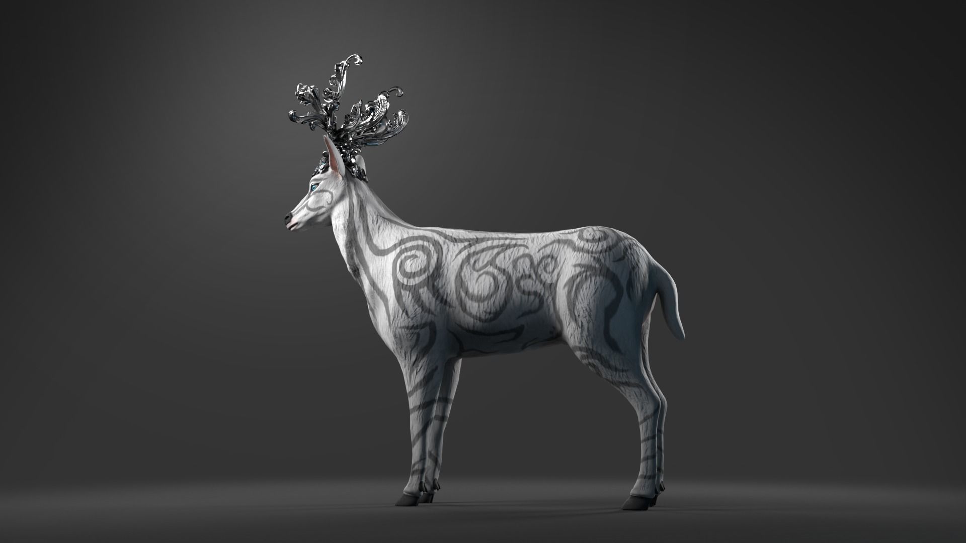 Fantasy Golden Deer Low-poly 3D model_43