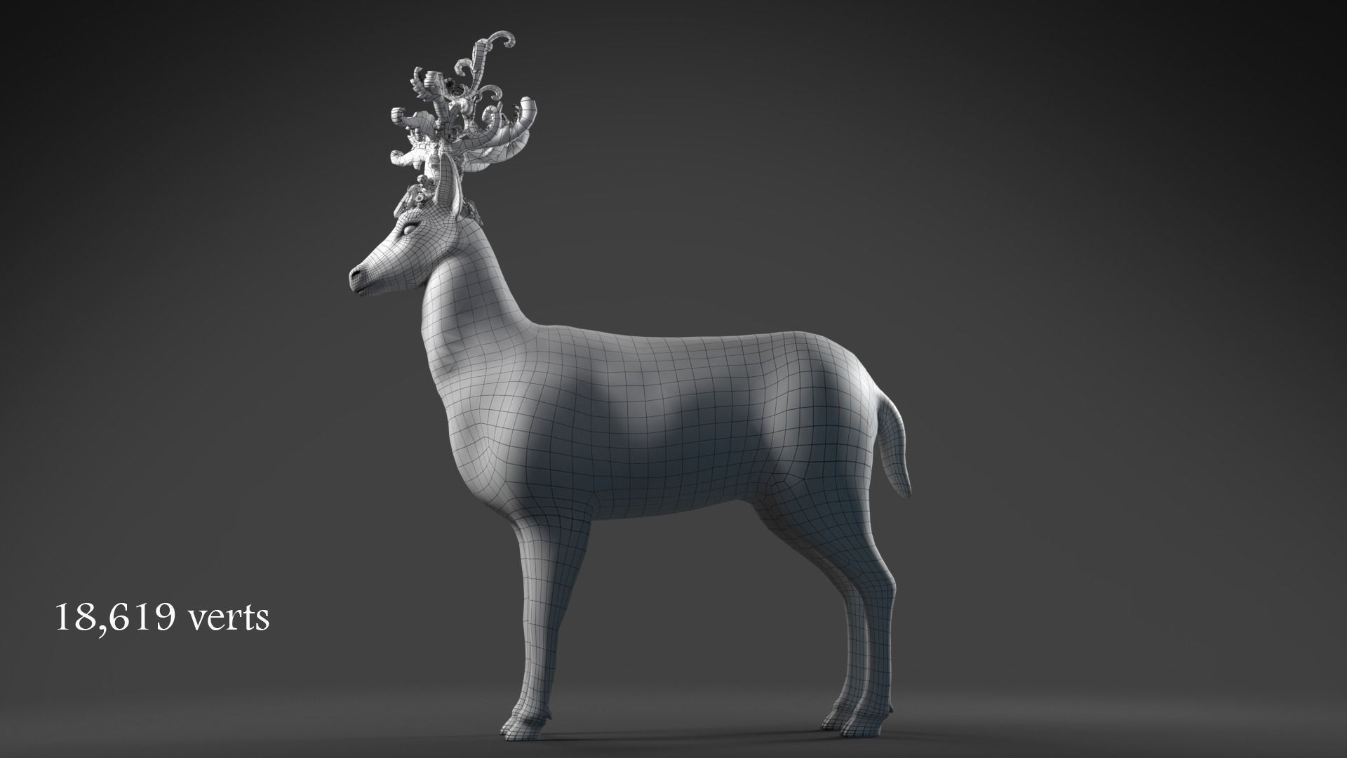 Fantasy Golden Deer Low-poly 3D model_10