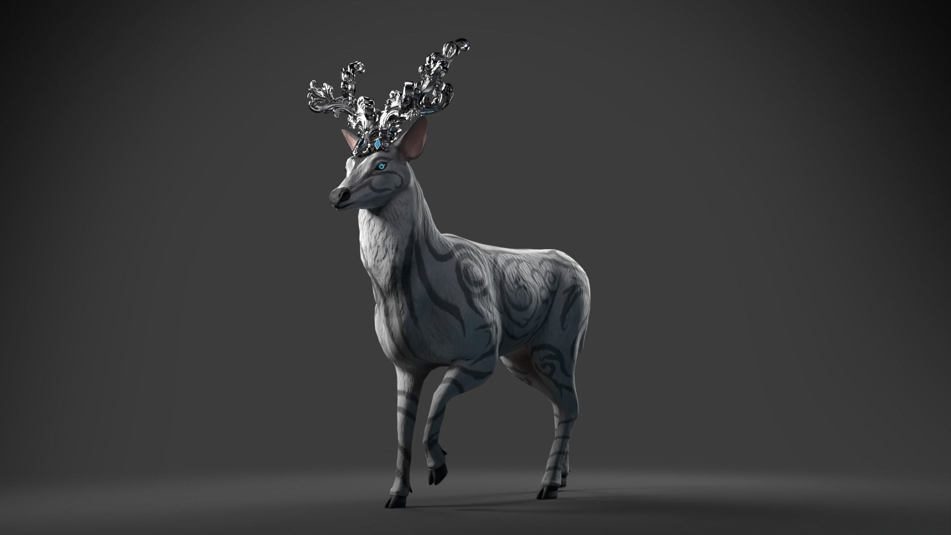 Fantasy Golden Deer Low-poly 3D model_8