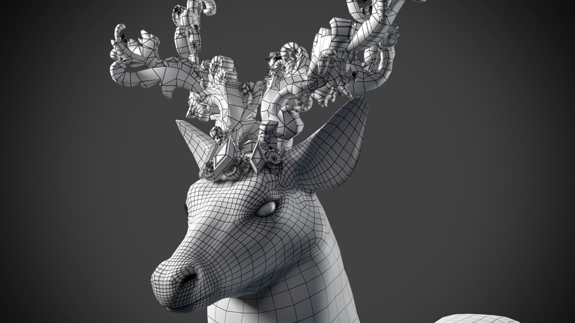 Fantasy Golden Deer Low-poly 3D model_11