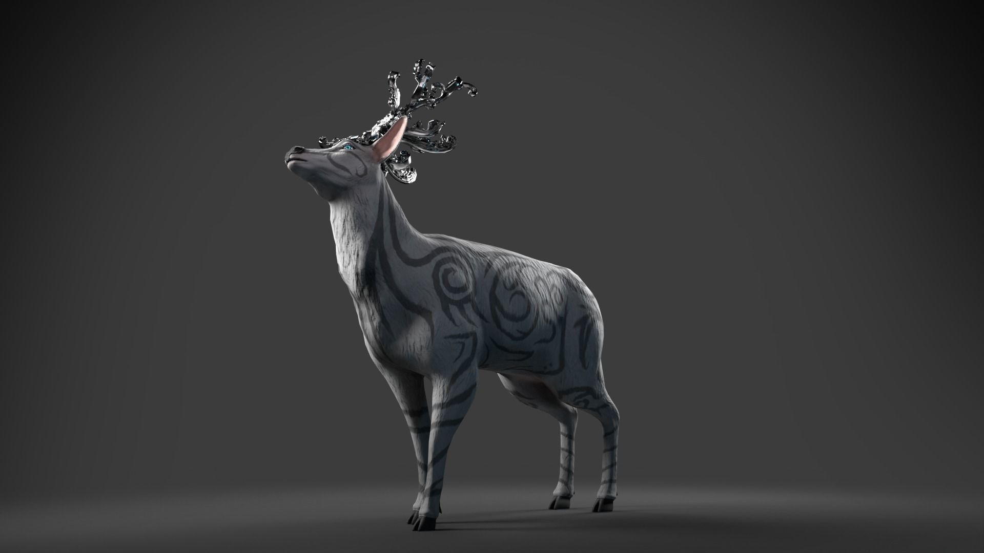 Fantasy Golden Deer Low-poly 3D model_7
