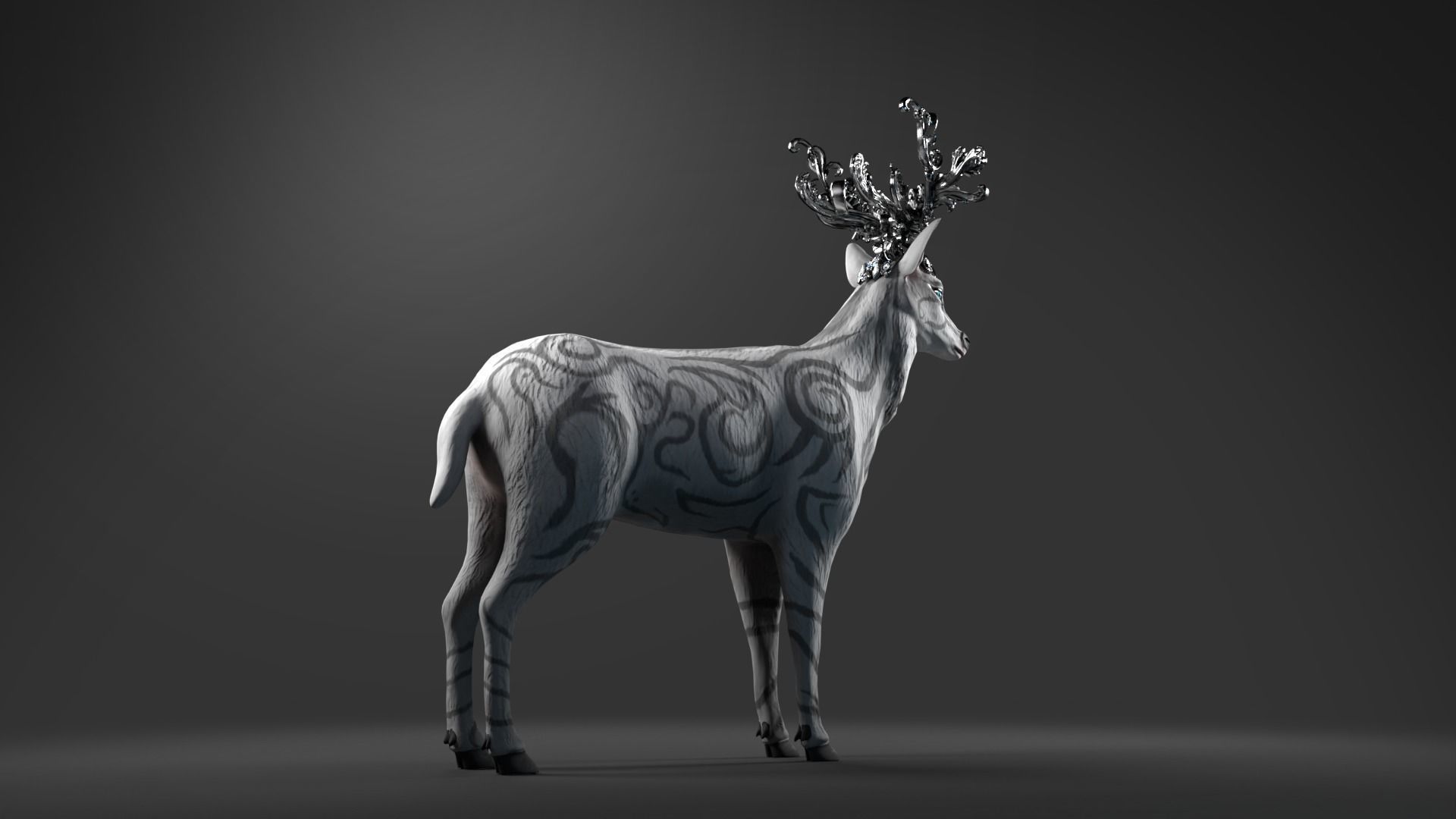 Fantasy Golden Deer Low-poly 3D model_37