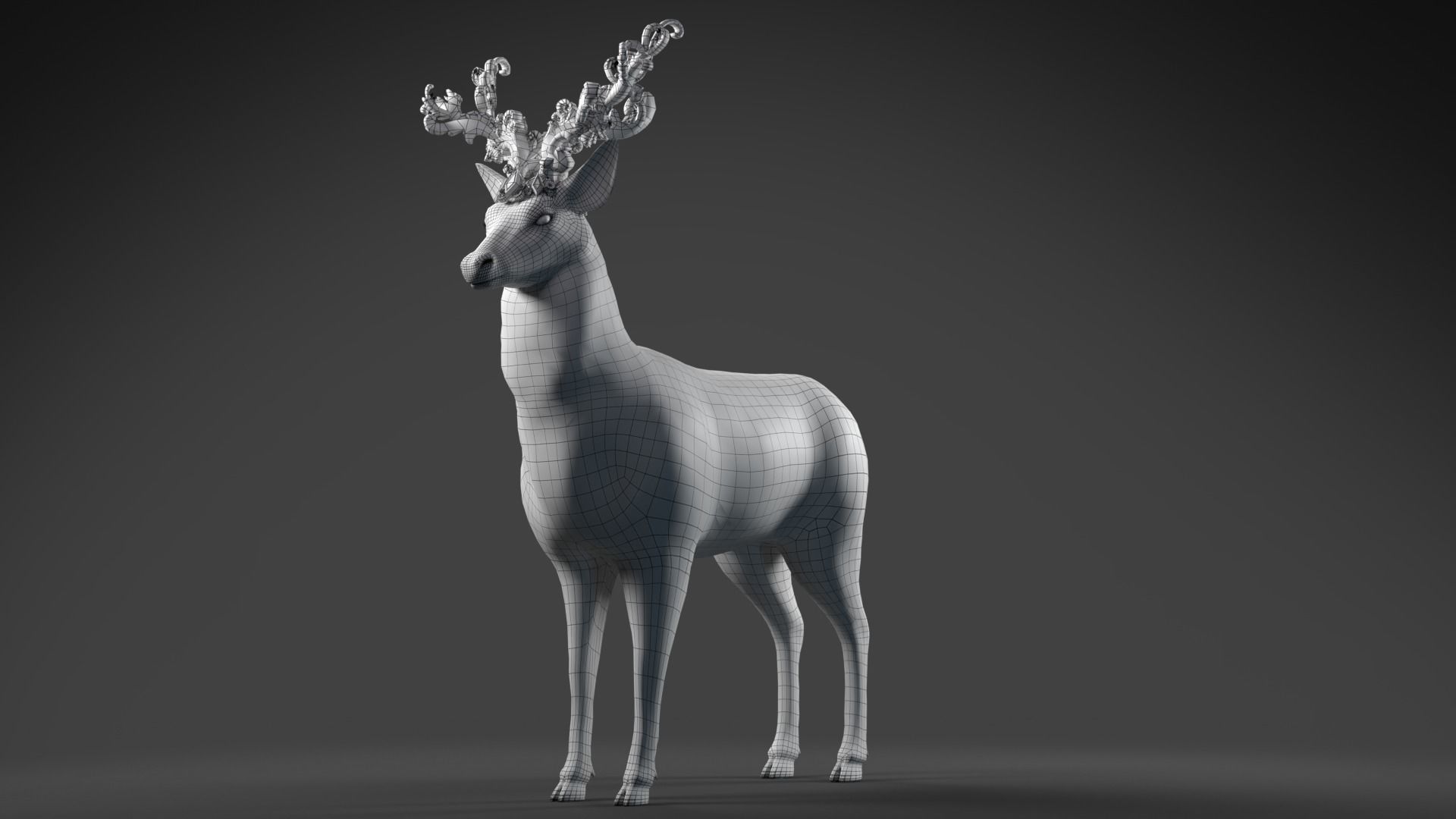 Fantasy Golden Deer Low-poly 3D model_9
