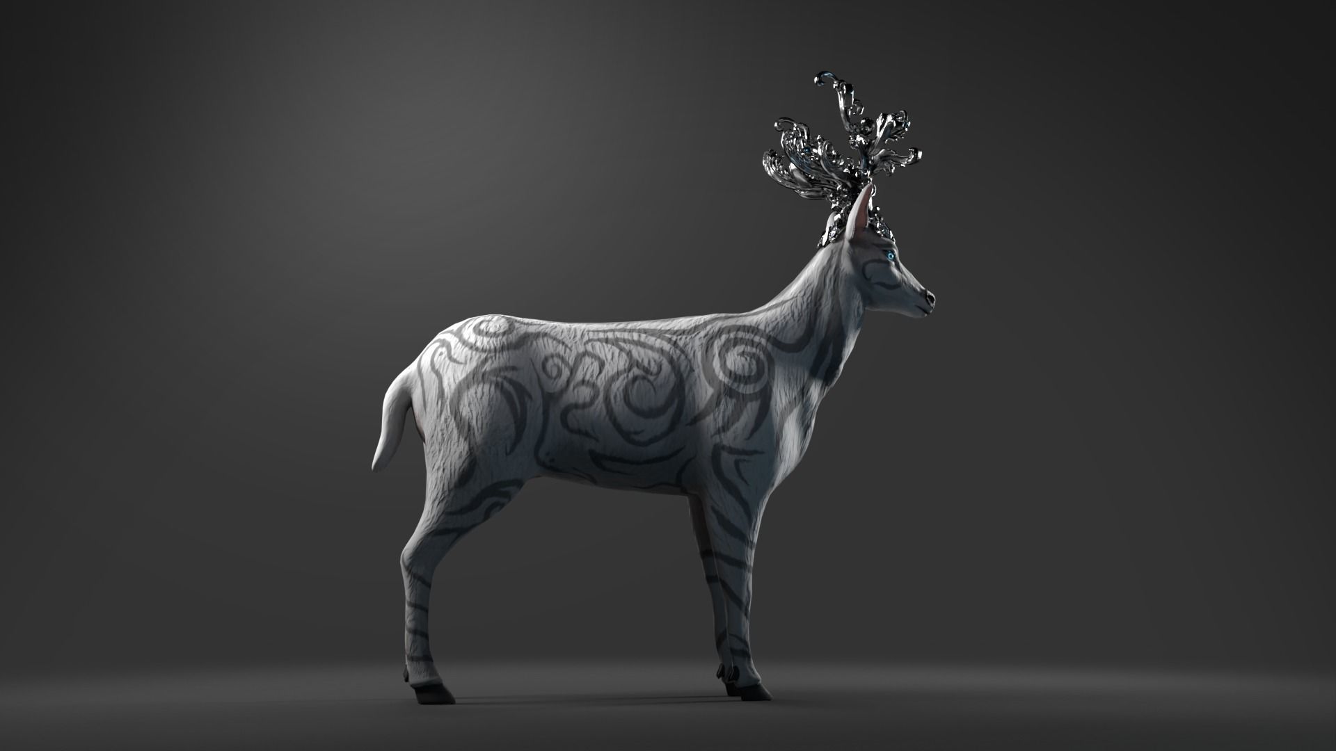 Fantasy Golden Deer Low-poly 3D model_36