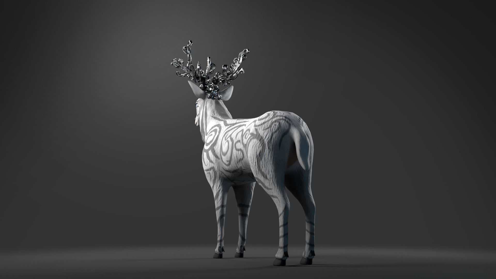 Fantasy Golden Deer Low-poly 3D model_41