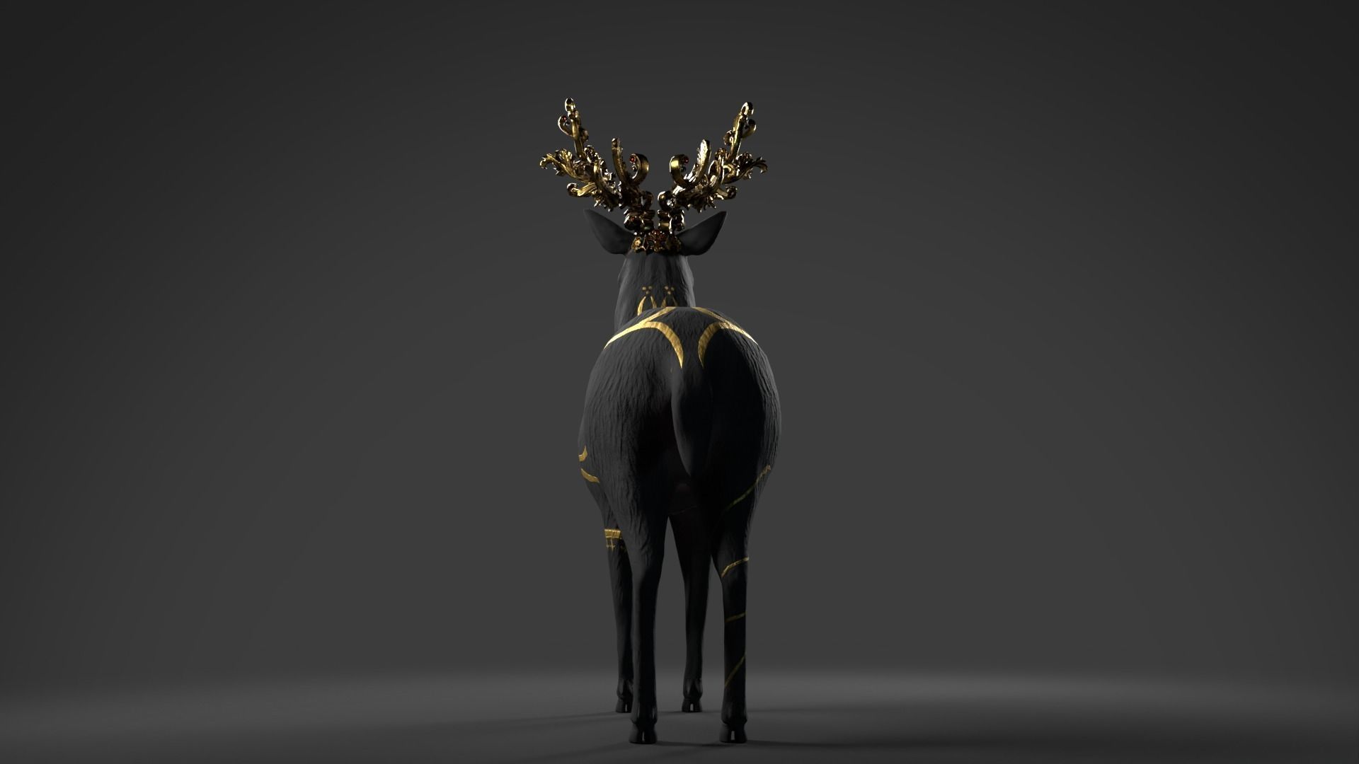 Fantasy Golden Deer Low-poly 3D model_24