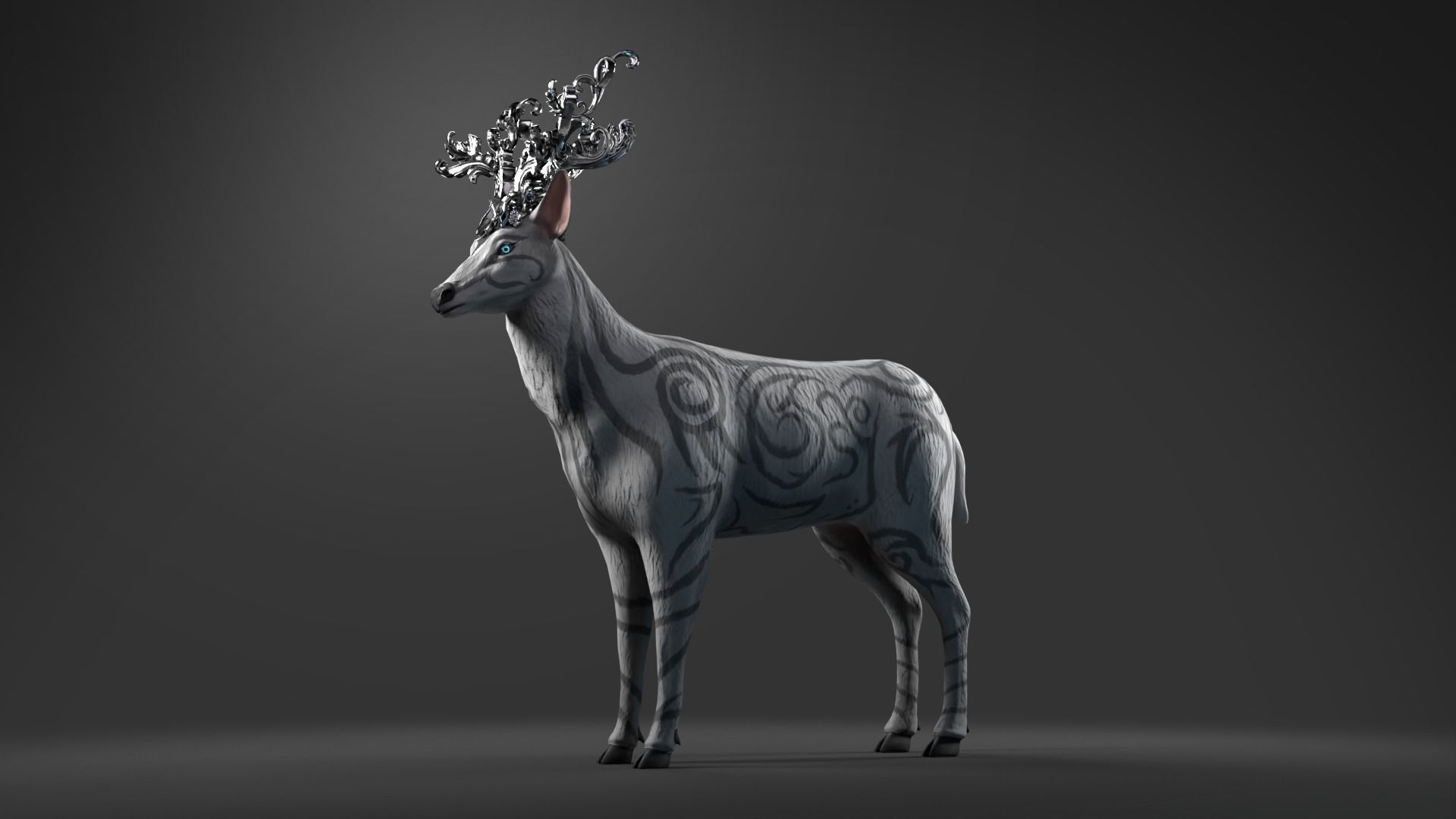 Fantasy Golden Deer Low-poly 3D model_45